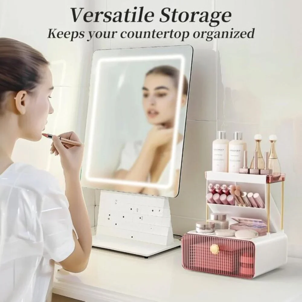 New 2-Tier Makeup Organizer Countertop in Blush for Vanity & Bathroom Storage